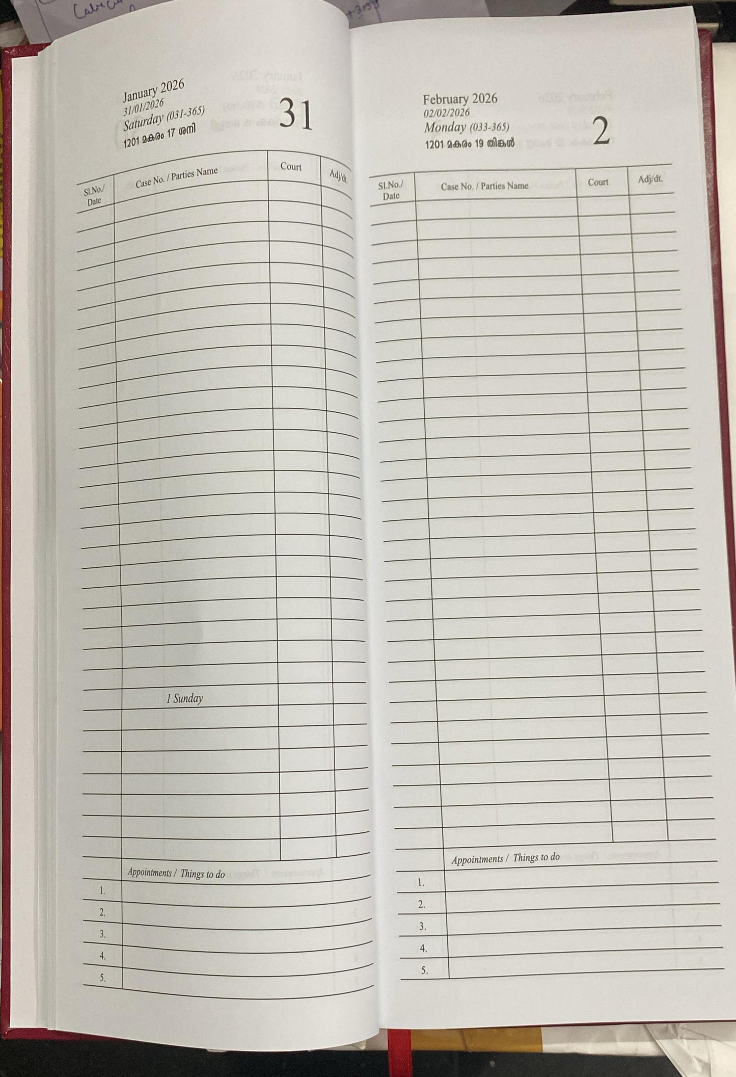 Advocate's Court Diary 2026 Legal Size Rexin cover