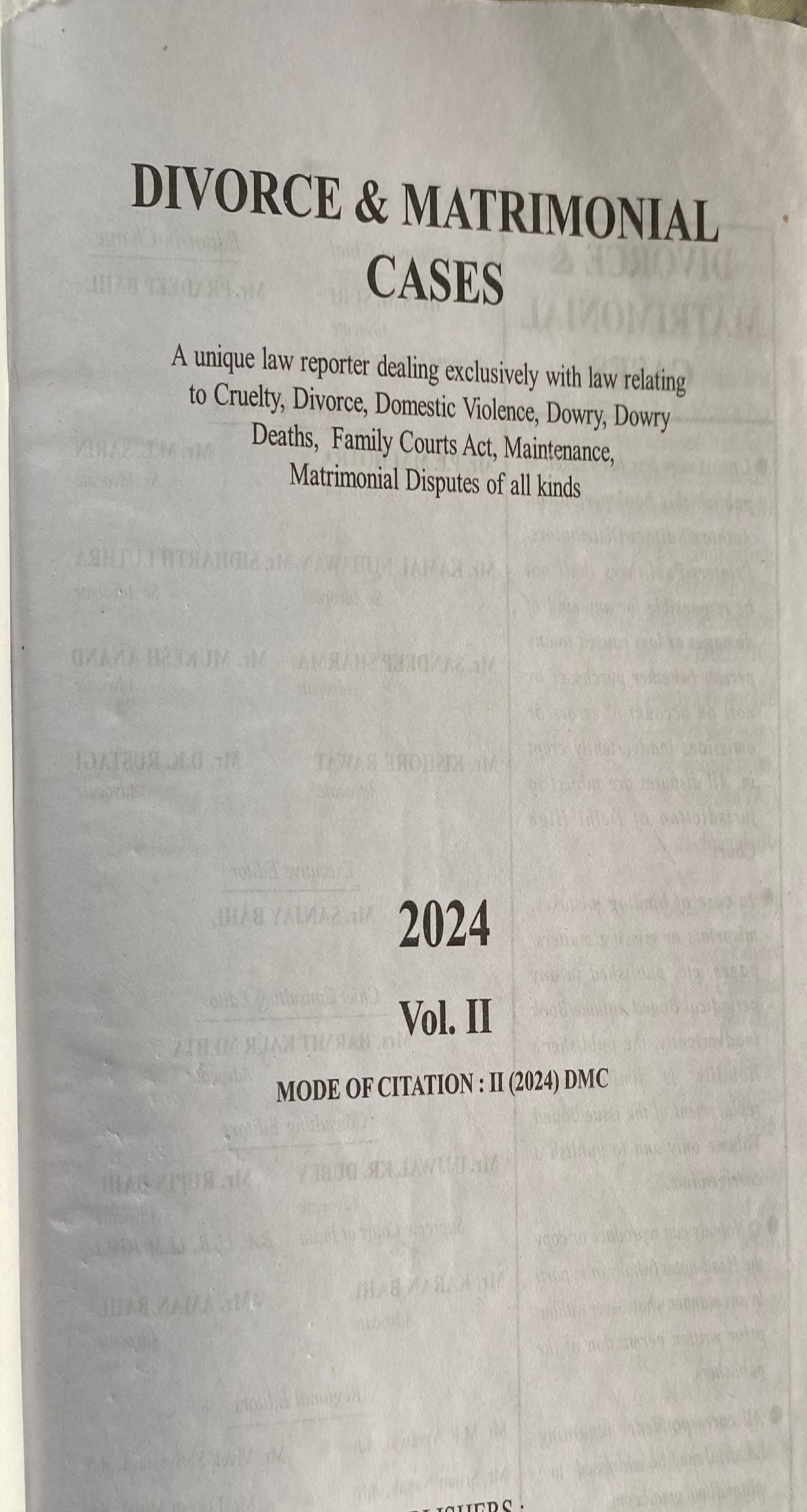 DIVORCE & MATRIMONINAL CASES BOUND VOLUME 2024(1)DMC