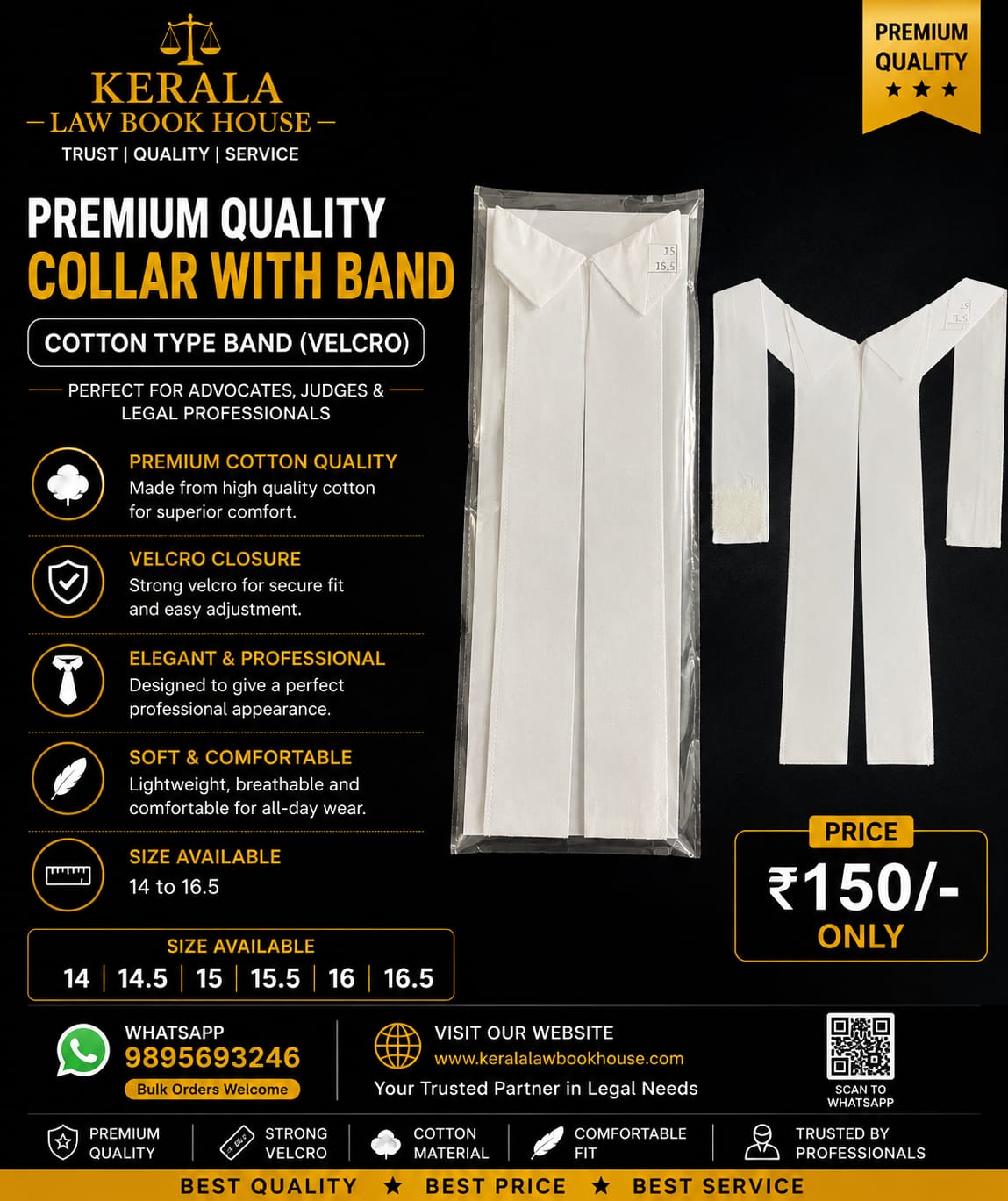 Collar with Bnad velcro 2 sizes can use in one pcs